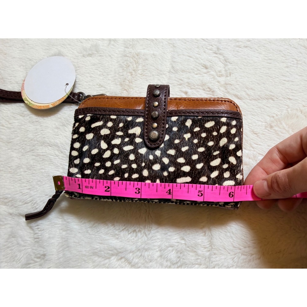The Sak Iris Smartphone Crossbody Wallet Tobacco Dot Leather Hair-on-Hide NEW - Picture 12 of 13